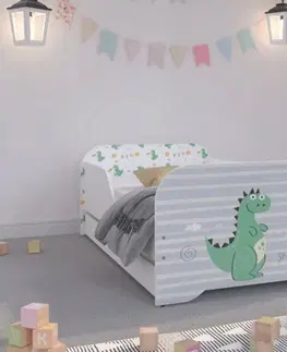 Dětské postele Pohádkově krásná dětská postel 140 x 70 cm s dráčkem