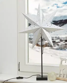 Vánoční světelná hvězda Markslöjd Stojací hvězda Solvalla, výška 69 cm, stříbrná