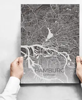 Moderní obrazy Sada obrazů - Map Of Hamburg