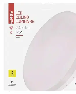 LED stropní svítidla EMOS LED přisazené svítidlo, kruhové bílé 24W neutrální b., IP54 ZM4322