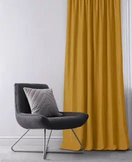 Záclony Závěs Homede Milana I s kroužky a dvojitým záhybem Flex hořčicově žlutý, velikost 420x300
