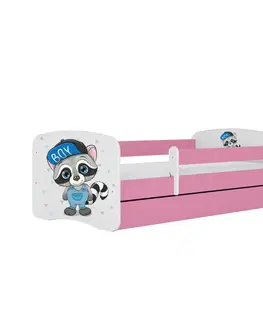 Dětské postýlky Kocot kids Dětská postel Babydreams mýval růžová, varianta 80x180, bez šuplíků, s matrací