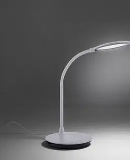 LED stolní lampy LEUCHTEN DIREKT is JUST LIGHT LED stolní lampa, bílé, stmívatelné, CCT, vč. nabíjení mobilu 3000-5500K