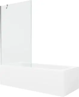 Vany MEXEN/S Vega obdélníková vana 150 x 70 cm s panelem + vanová zástěna 100 cm, transparent, chrom 550115070X9510000001