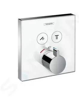 Koupelnové baterie HANSGROHE Shower Select Glass Termostatická baterie pod omítku pro 2 spotřebiče, bílá/chrom 15738400