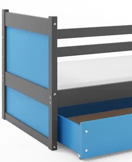 Postele BMS Dětská postel RICO 1 | šedá 90 x 200 cm Barva: Modrá