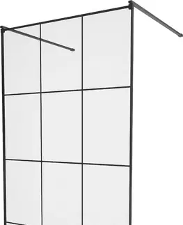 Sprchové zástěny MEXEN/S KIOTO samostatně stojící sprchová zástěna 110 x 200 cm, transparent/černá vzor 8 mm, černá 800-110-002-70-77