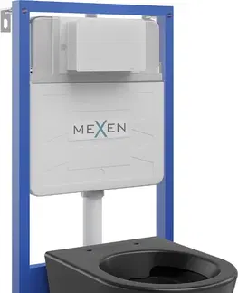 Záchody MEXEN/S WC předstěnová instalační sada Fenix Slim s mísou WC Rico,  černá mat 6103372XX85