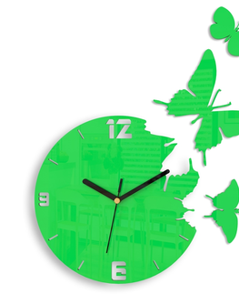 Nalepovací hodiny ModernClock 3D nalepovací hodiny Butterflies zelené