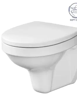 WC sedátka LAUFEN Rámový podomítkový modul CW1 SET s bílým tlačítkem + WC CERSANIT DELFI + SOFT SEDÁTKO H8946600000001BI DE2