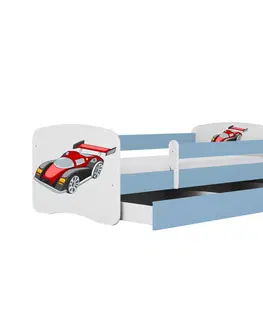 Dětské postýlky Kocot kids Dětská postel Babydreams závodní auto modrá, varianta 80x160, se šuplíky, bez matrace