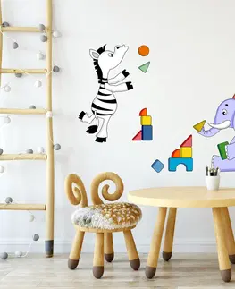 Samolepky na zeď Samolepky do dětského pokoje - Slon a zebra