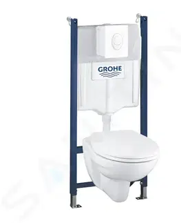 Záchody GROHE Solido Set předstěnové instalace, klozetu Bau Ceramic a sedátka softclose, tlačítko Skate Air, alpská bílá 39116000