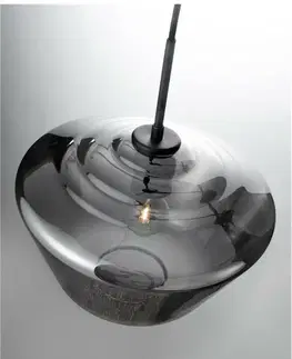 Designová závěsná svítidla NOVA LUCE závěsné svítidlo VEIRO chromové sklo černý kov černý kabel E27 1x12W 230V IP20 bez žárovky 9724141