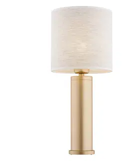 Stolní lampy Argon Stolní lampa Romina lněné stínidlo, základna zlatá