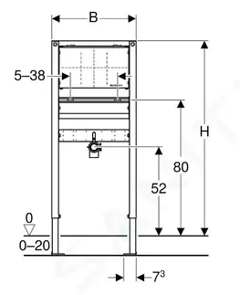 Záchody GEBERIT Duofix Předstěnová instalace pro umyvadlo, pro nástěnné armatury pod omítku,  výška 112–130 cm 111.493.00.1