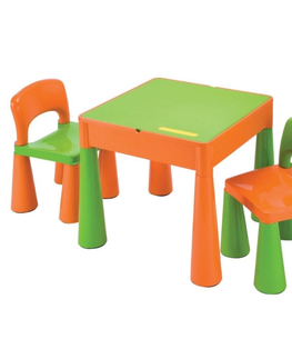 Jídelní sety Dětská sada ELSIE stoleček + dvě židličky, oranžová/zelená
