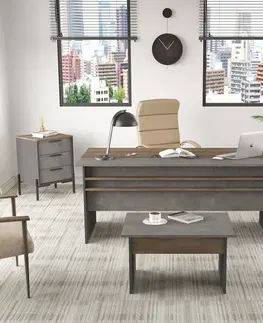 Kancelářské a psací stoly Set kancelářského nábytku VS7 hnědý šedý antracit