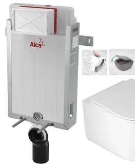 Záchody ALCADRAIN Renovmodul předstěnový instalační systém bez tlačítka + WC DEANTE Jasmin se sedátkem RIMLESS AM115/1000 X JA1