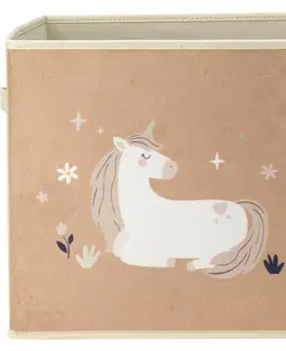 Úložné boxy Dětský textilní box Unicorn dream béžová, 32 x 32 x 30 cm
