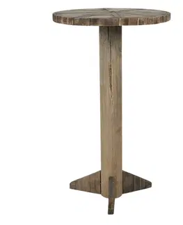 Konferenční stolky Dřevěný přírodní odkládací stolek Ponien - Ø 38*62 cm Clayre & Eef 5H0550
