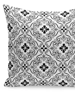 Dekorační povlaky na polštáře Vintage černo bílý povlak s ornamenty