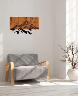 Bytové doplňky a dekorace Wallity Nástěnná dřevěná dekorace MOUNTAINS hnědá/černá