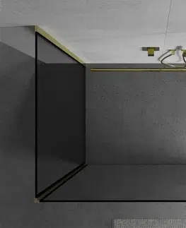 Sprchové zástěny MEXEN/S Kioto Sprchová zástěna WALK-IN 120 x 120 cm, černý vzor, zlatá 800-120-212-50-70-120