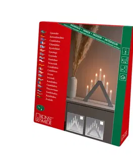 Svícny Konstsmide Christmas Dřevěný svícen, 7 plamenů, výška 34 cm, šedý