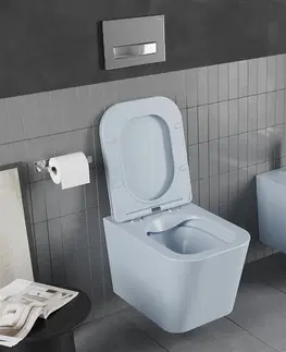 Záchody MEXEN Teo Závěsná WC mísa Rimless včetně sedátka s slow, Duroplast, šedomodrá mat 30854069