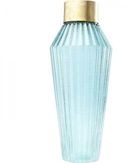 Skleněné vázy KARE Design Modrá skleněná váza Barfly 43 cm