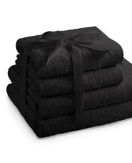 Ručníky Sada bavlněných ručníků AmeliaHome AMARI černá, velikost 2*70x140+2*50x100