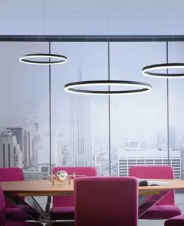 LED lustry a závěsná svítidla PAUL NEUHAUS LED závěsné svítidlo, kruhové, antracit, moderní design SimplyDim 2700K PN 2383-13