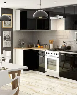 Kuchyňské dolní skříňky Ak furniture Závěsná kuchyňská skříňka Olivie W 60 cm bílo-černá