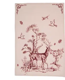 Utěrky Béžová bavlněná utěrka s jelenem Pretty Forest - 50*70 cm Clayre & Eef PFT42-1