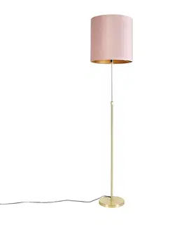 Stojaci lampy Stojací lampa zlatá / mosazná s růžovým sametovým odstínem 40/40 cm - Parte