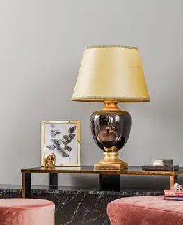 Stolní lampy ONLI Stolní lampa Mozart v šedé barvě, zrcadlená/zlatá