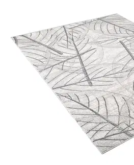 Moderní koberce Světle krémový moderní koberec s motivem listů