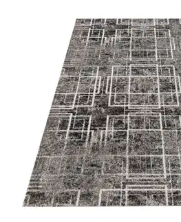 Moderní koberce Kvalitní šedý koberec s motivem čtverců Šířka: 60 cm | Délka: 100 cm