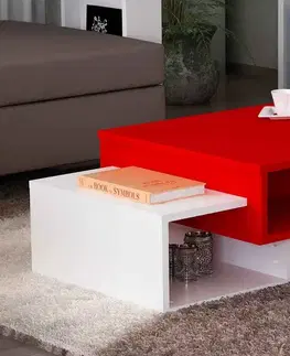 Konferenční stolky Sofahouse Designový konferenční stolek Landis 105 cm bílý/červený