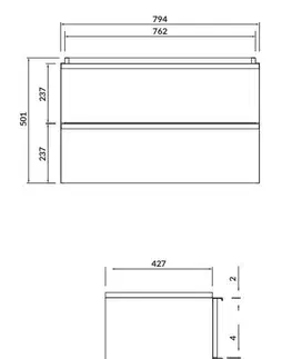 Koupelnový nábytek CERSANIT Umyvadlová skříňka VIRGO 80 bílá s černými úchyty S522-025