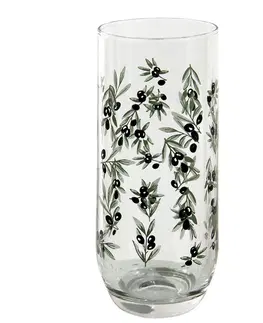 Sklenice Nápojová sklenička s olivami - Ø 6*14 cm / 280 ml Clayre & Eef 6GL3554