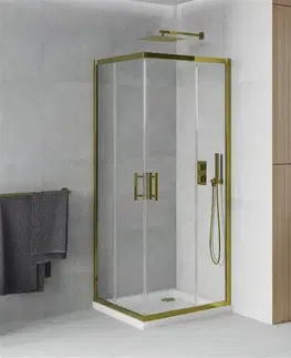 Sifony k pračkám MEXEN/S Rio sprchový kout čtverec 70x70, transparent, zlatá + bílá vanička se sifonem 860-070-070-50-00-4010G