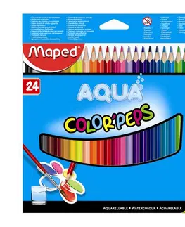 Hračky MAPED - Pastelky Color Peps akvarelové se štětcem, 24 ks