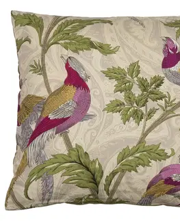 Dekorační polštáře Béžový čtvercový polštář s ptáčky Paisley bird white - 45*45*10cm Mars & More DCKSGW
