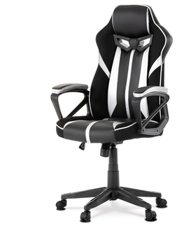 Kancelářské židle Herní křeslo GERIZIM, černá a stříbrná ekokůže/černá látka