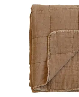Přehozy Karamelový bavlněný přehoz s opraným vzhledem Vintage Quilt - 130*180 cm Chic Antique 16090128
