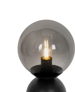Stolni lampy Hotelová elegantní stolní lampa černá s kouřovým sklem - Pallon Trend