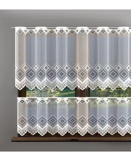 Záclony Hotová záclona, LUNA, vitrážka, bílá 250 x 40 + 250 x 60 cm