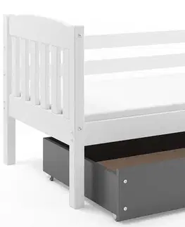 Postele BMS Dětská postel KUBUŠ 1 s úložným prostorem| bílá Barva: bílá / šedá, Rozměr: 200 x 90 cm